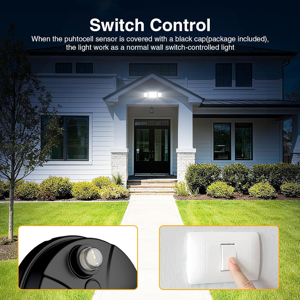 80W Dusk to Dawn Outdoor Lighting,8000LM Black Flood Lights Outdoor,IP65 Waterproof Exterior Security LED Light,3