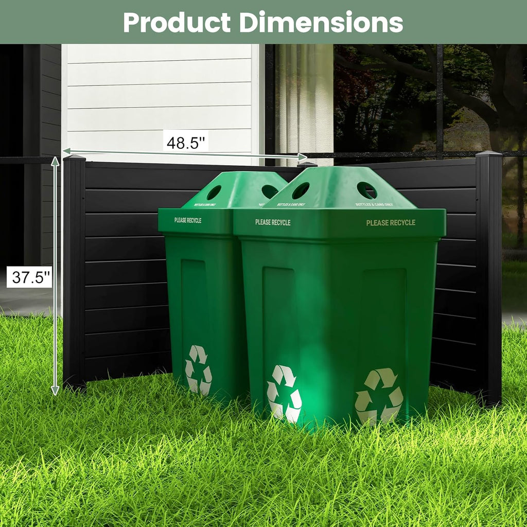 Air Conditioner Fence 2 Panels - 48''W x 36''H Outdoor Privacy Screen Trash Can Enclosure with 3 Stakes, PP Vinyl