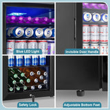 Beverage Refrigerator Cooler, 128 Cans 3.2 Cu.Ft Mini Fridge Glass Door for Drin