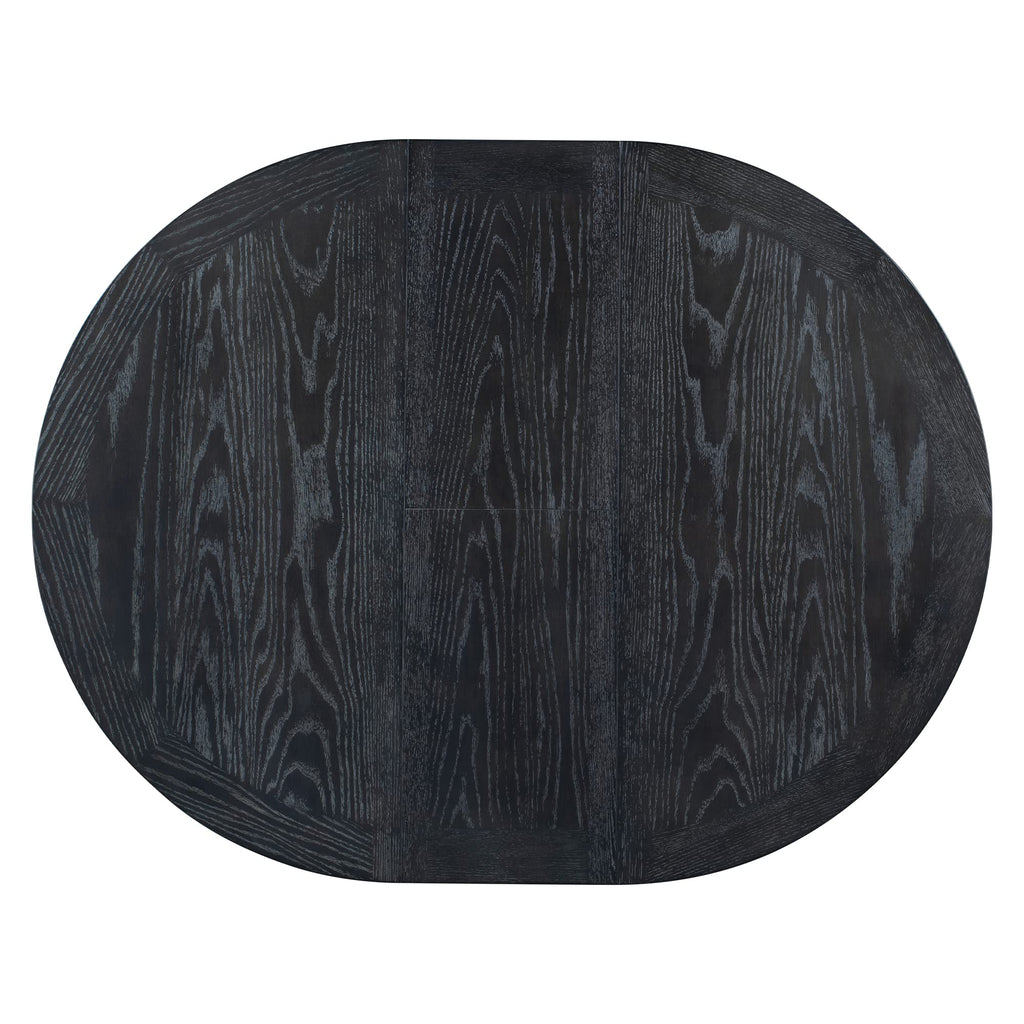 Retro Style Round Dining Table Functional Wooden Extendable Oval Dining Table with 12" Leaf and Natural Wood Grain