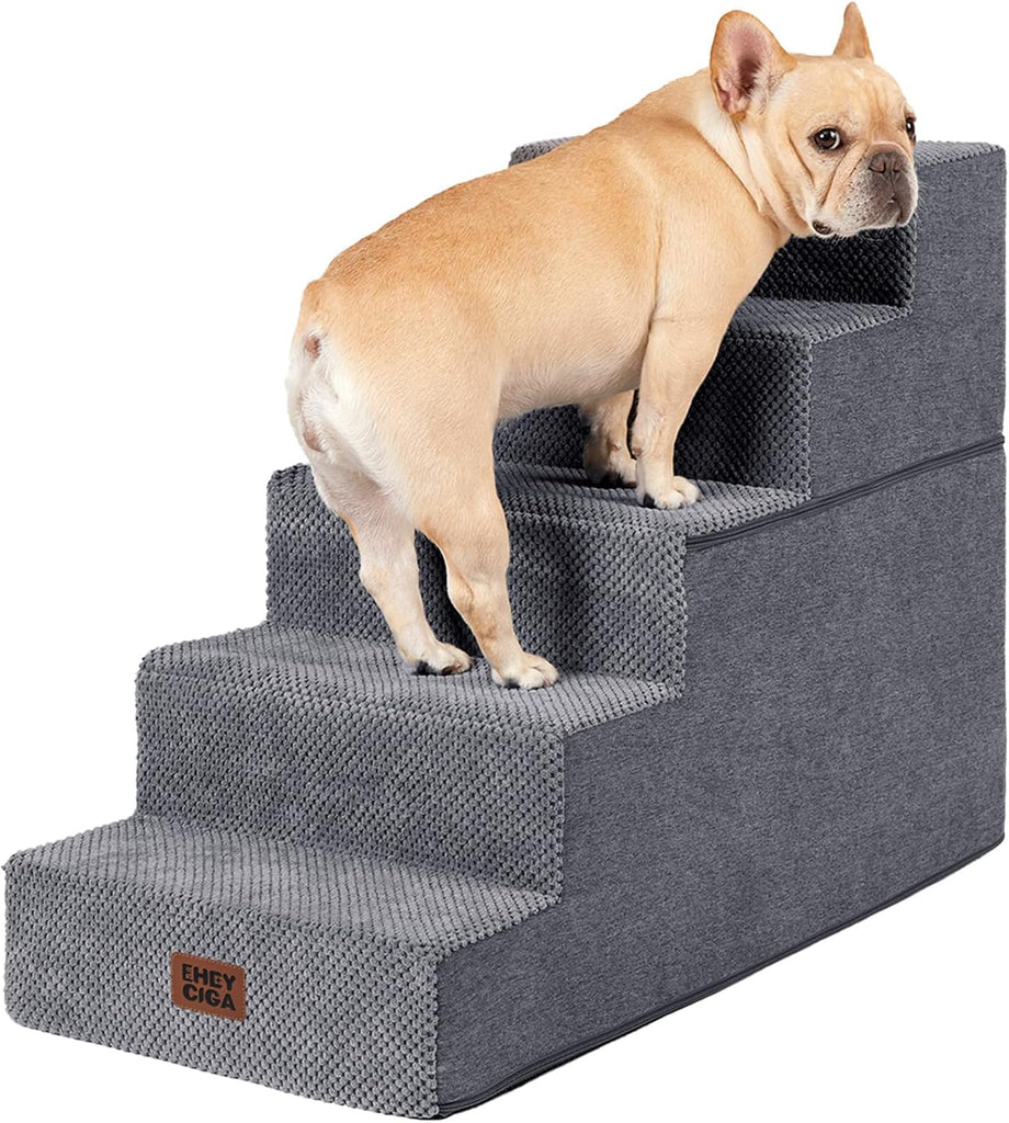 Dog Stairs for High Bed 22.5" H, 5-Step Dog Steps for Bed, Pet Steps for Small Dogs and Cats