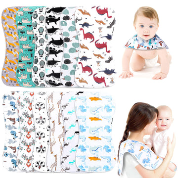 Baby Burp Cloths & Baby Bibs 2-in-1 Design Large Size 3 Layers Thicken Cotton Super Absorbent and Soft Baby Spit Up