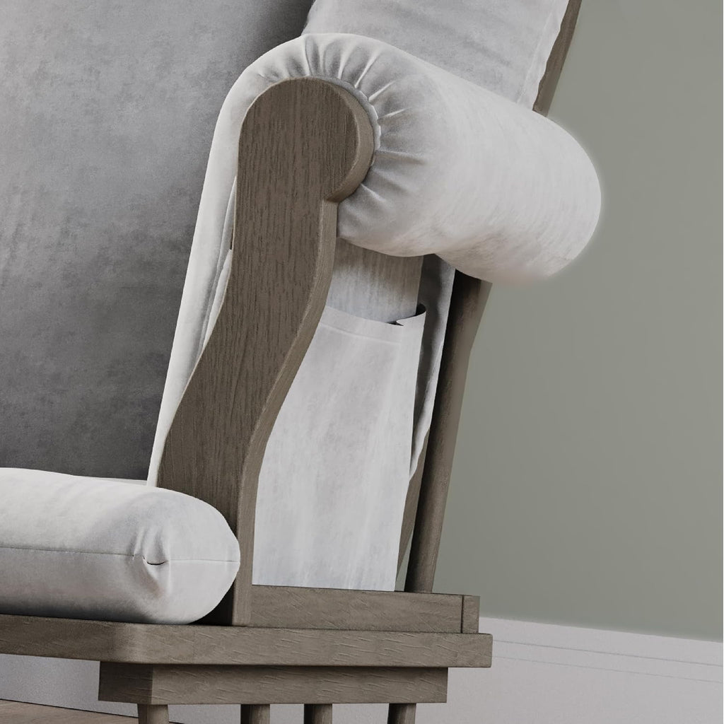 Cozy Glider Rocker and Ottoman Set, Smooth Quiet Gliding Motion, Padded Cushion with Convenient Storage Pockets