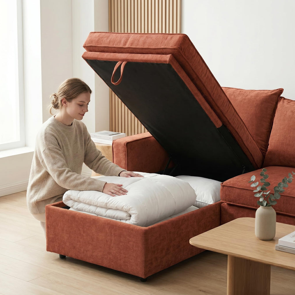 81" Sofa Bed - Sleeper Couch with Storage, Terracotta