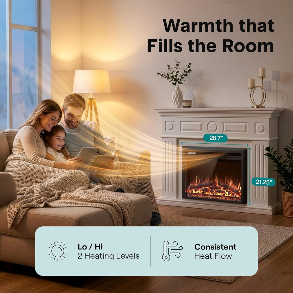 Electric Fireplace Insert with Heater | Smart Wi-Fi App Control & Remote | 700W/1500W Adjustable Thermostat