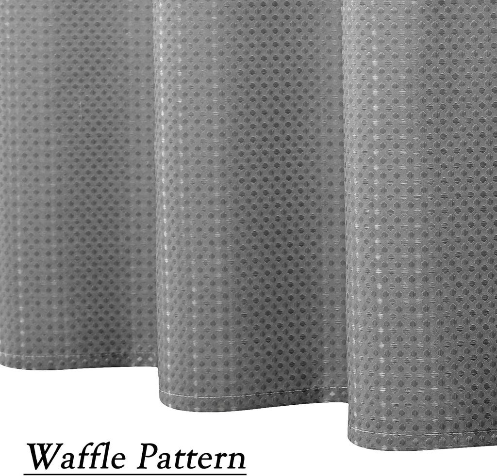 Waffle Weave Grey Shower Curtain Ombre Water Resistant Hotel Spa Bathroom Decorative Shower Curtain with Grommet No