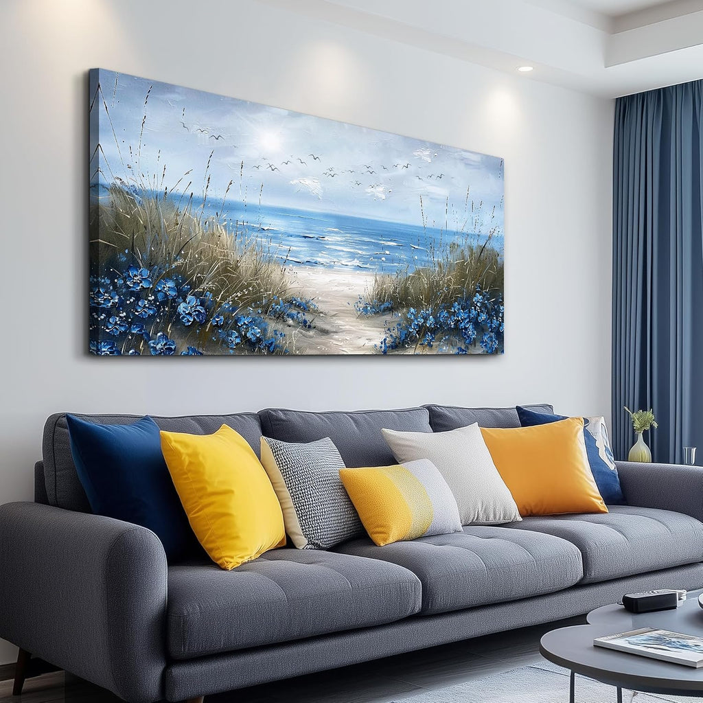 Wall Art Canvas Wall Decor Office Decorations Blue Ocean Wall Painting Sea Wave Pictures Artwork Modern Beach Posters