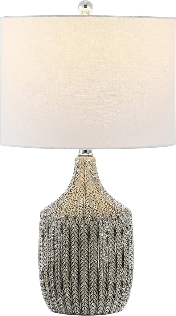 Secia Modern Grey Ceramic 25-inch Bedroom Living Room Home Office Desk Nightstand Table Lamp (LED Bulb Included)