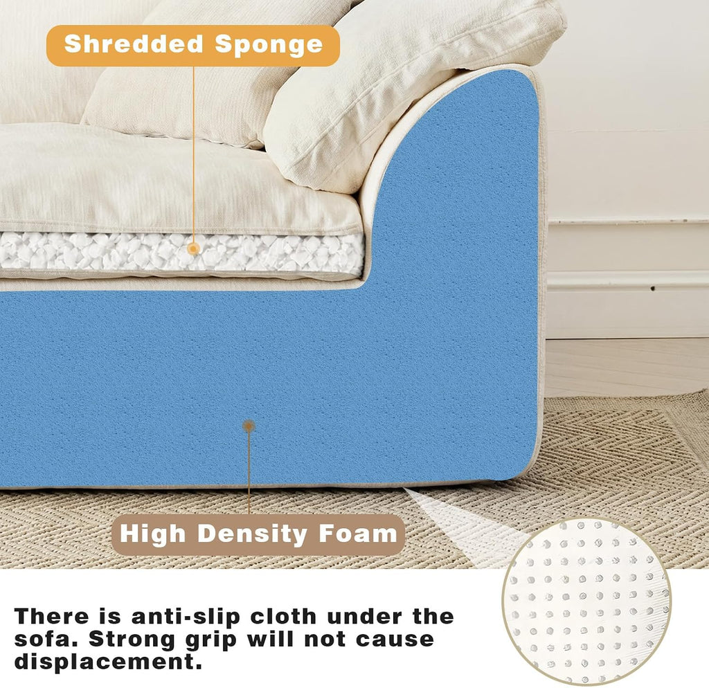 110" Boneless Cloud Couch Sectional , Oversized Modular L Shaped Sofa with Ottoman, Deep Seat Chenille Sectional