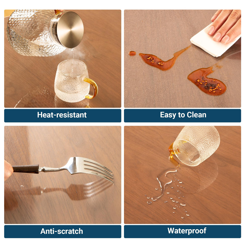 Clear Table Cover Protector 36 x 60 Inch, 1.5mm Plastic Desk Mat