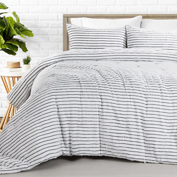 Boho Comforter Set 120x98, Black White Tufted Jacquard Geometry Bedding Comforter for Bed, Bed