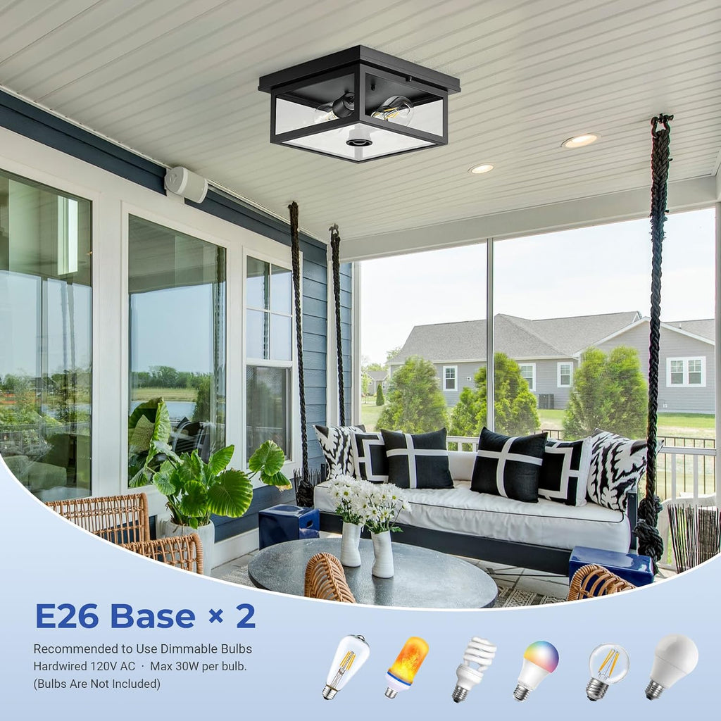 Motion Sensor Outdoor Ceiling Light with Remote Control