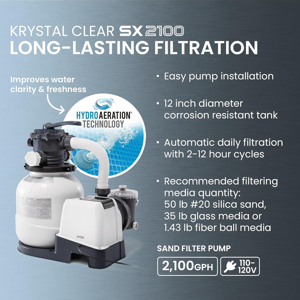 Ultra XTR 24ft x 12ft x 52in Above Ground Swimming Pool Set Bundle | 26363EH - 2100 GPH Sand Filter Pump, Ladder