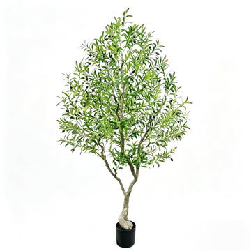 7FT Large Faux Olive Tree in Black Pot UV Resistant Olive Tree