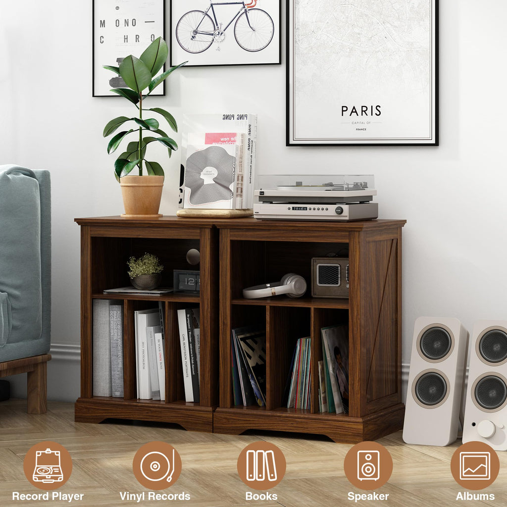 Large Farmhouse Record Player Stand, 31.5" Turntable Stand, Brown