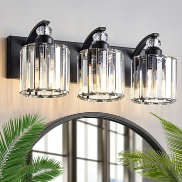 3-Light Black Bathroom Light Fixture Modern Vanity Lights Over Mirror Vintage Wall Sconce Lighting E26 Base with
