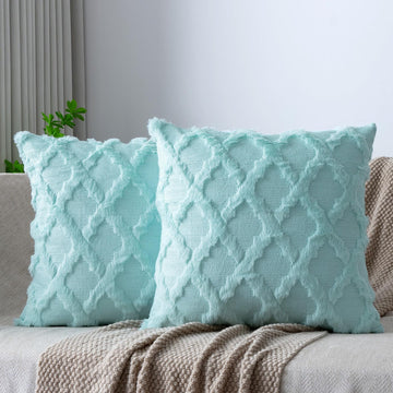 Set of 2 Soft Moroccan Throw Pillow Covers 22x22 Inch Plush Boho Decorative Pillow Cover Accent Cushion Case for