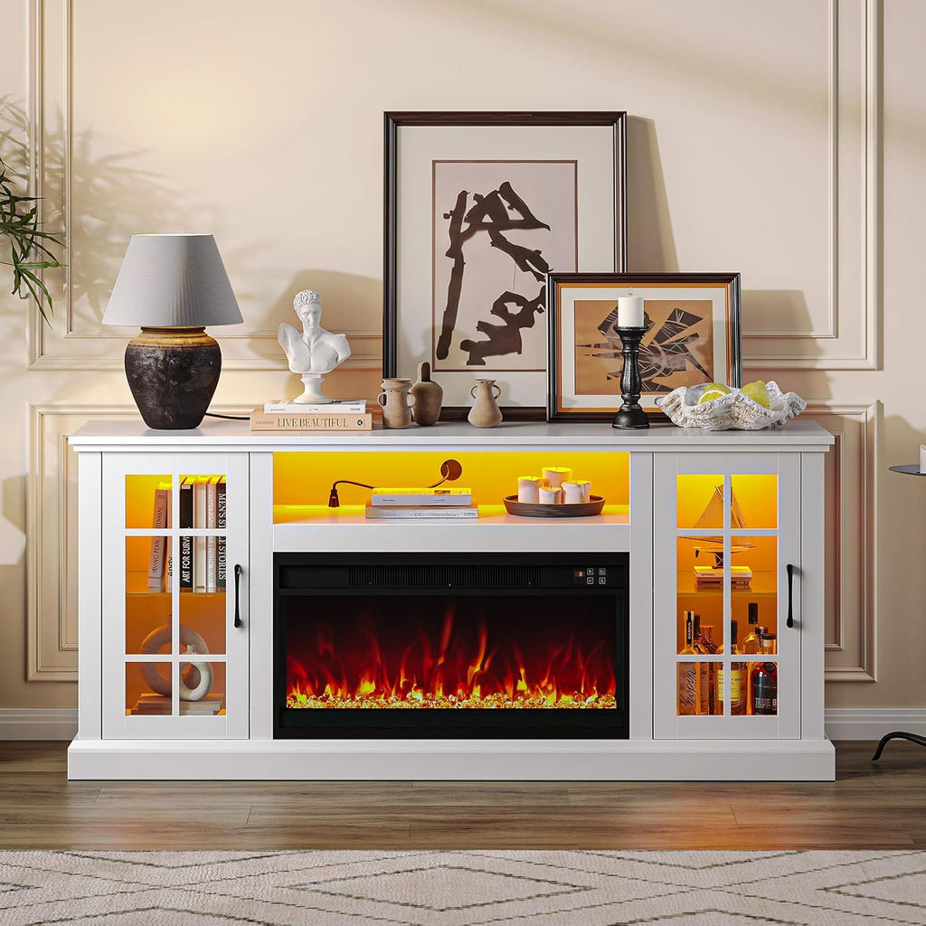Fireplace TV Stand with Led and Power Outlets