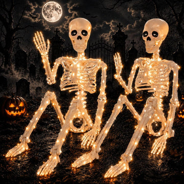 Halloween Skeleton Decor 36 Inches (with White Light) - Set of 2