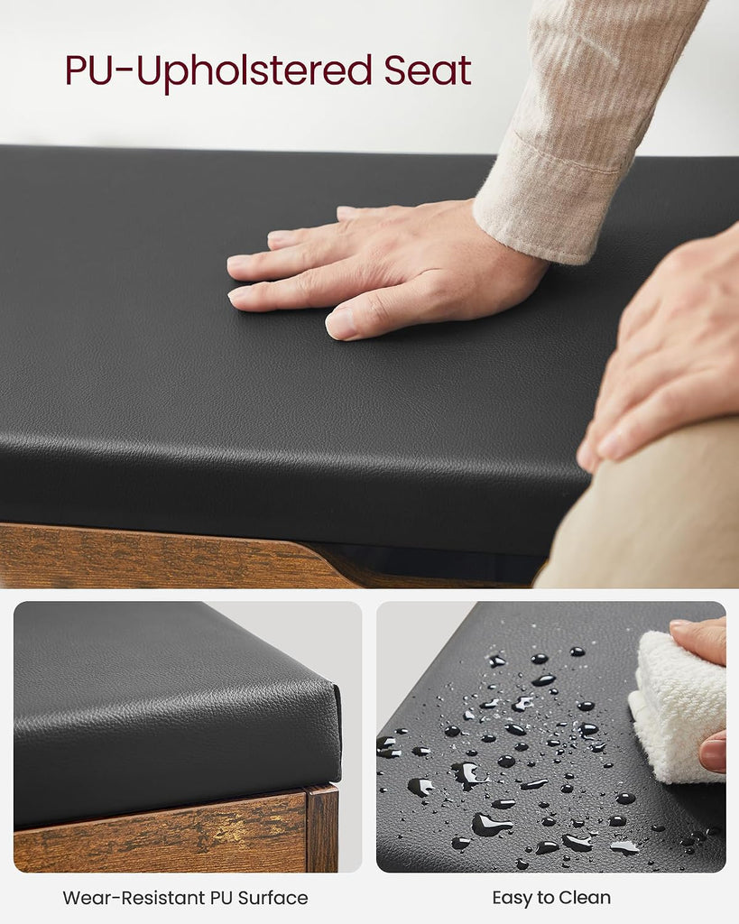 Storage Bench with Cushion, Shoe Bench, Padded Seat, Hidden Storage, Entryway, Hold up to 300 lb, 11.8 x