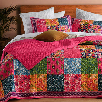 Quilt Set - Washed Quilted Patchwork Comforter Coverlet, Lightweight Breathable Bedspread for All Seasons