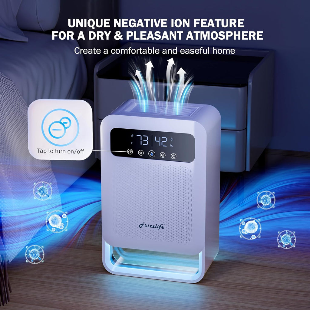 DH80 Air Dehumidifier, 135oz Water Tank W/Purifying Function, Quiet Small Dehumidifiers With Sleep Mode For Home