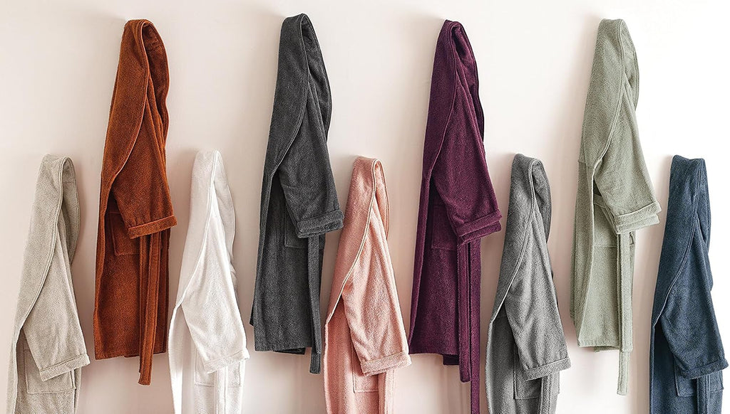Essentials Bathrobes, 100% Cotton Soft Robe, Fluffy, Warm, Absorbent, Quick Dry Mens & Womens Robe