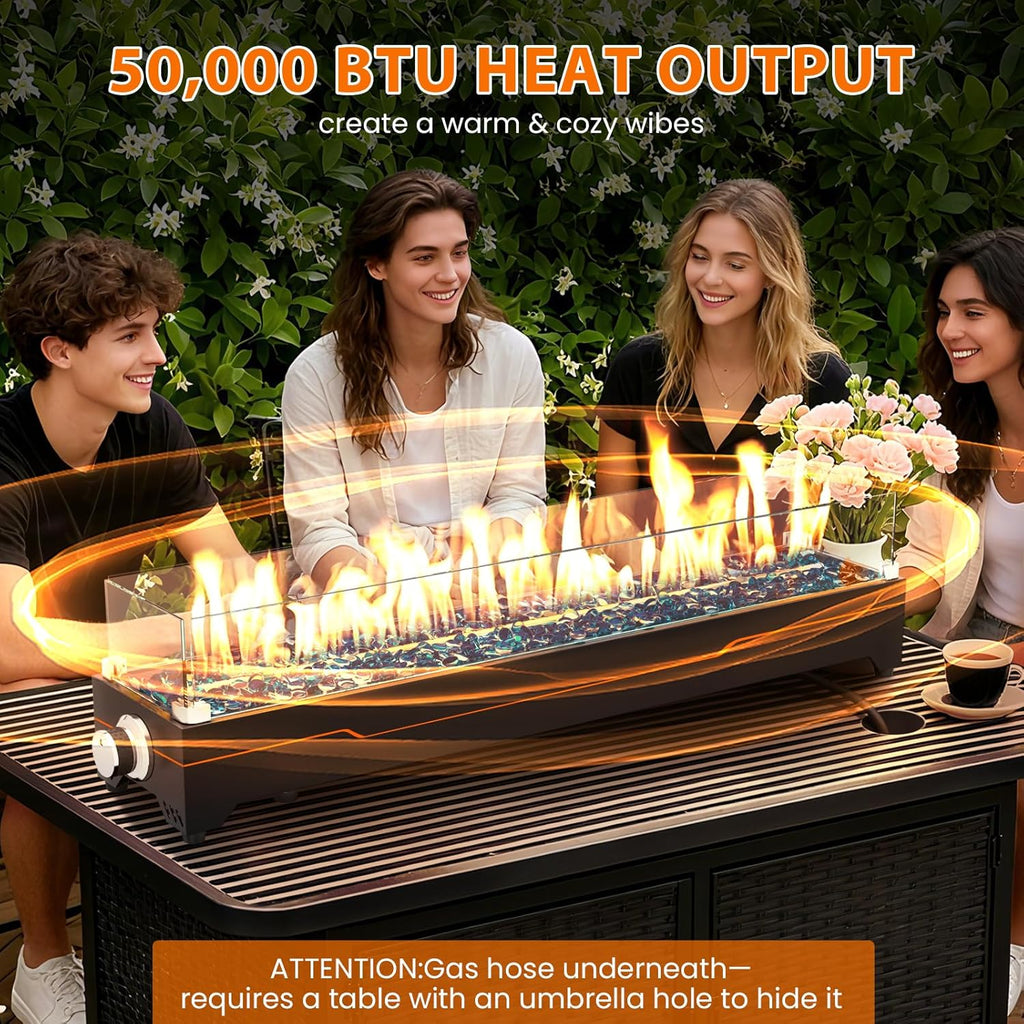 Tabletop Fire Pit,36 Inch Propane Fire Pit Table,50000 BTU Table Top Firepit with Glass Wind Guard