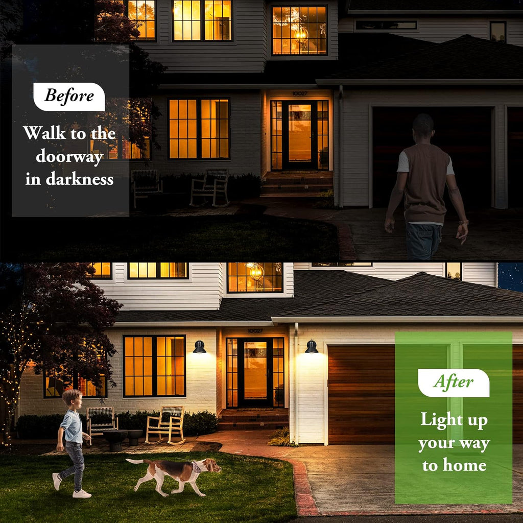 Outdoor Lanterns, 2-Pack Exterior Light Fixtures, Waterproof Anti-Rust Black Wall Mount Lights