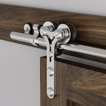 9FT Stainless Steel Sliding Door Hardware Kit Heavy Duty and Smoothly Wooden Barn Door Kit fit for 54" Wide Single
