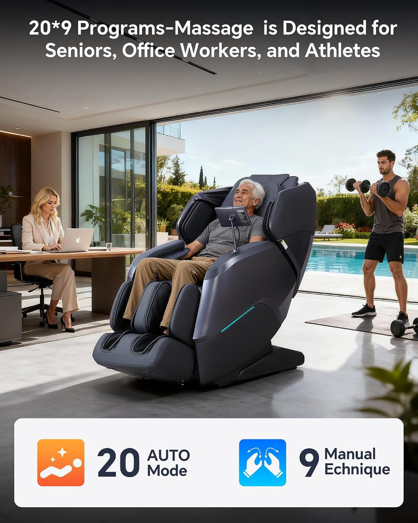 4D+3D Dual Mechanism Massage Chair Full Body, Zero Gravity Massage Chair Recliner with Segmented Dual SL Track, AI