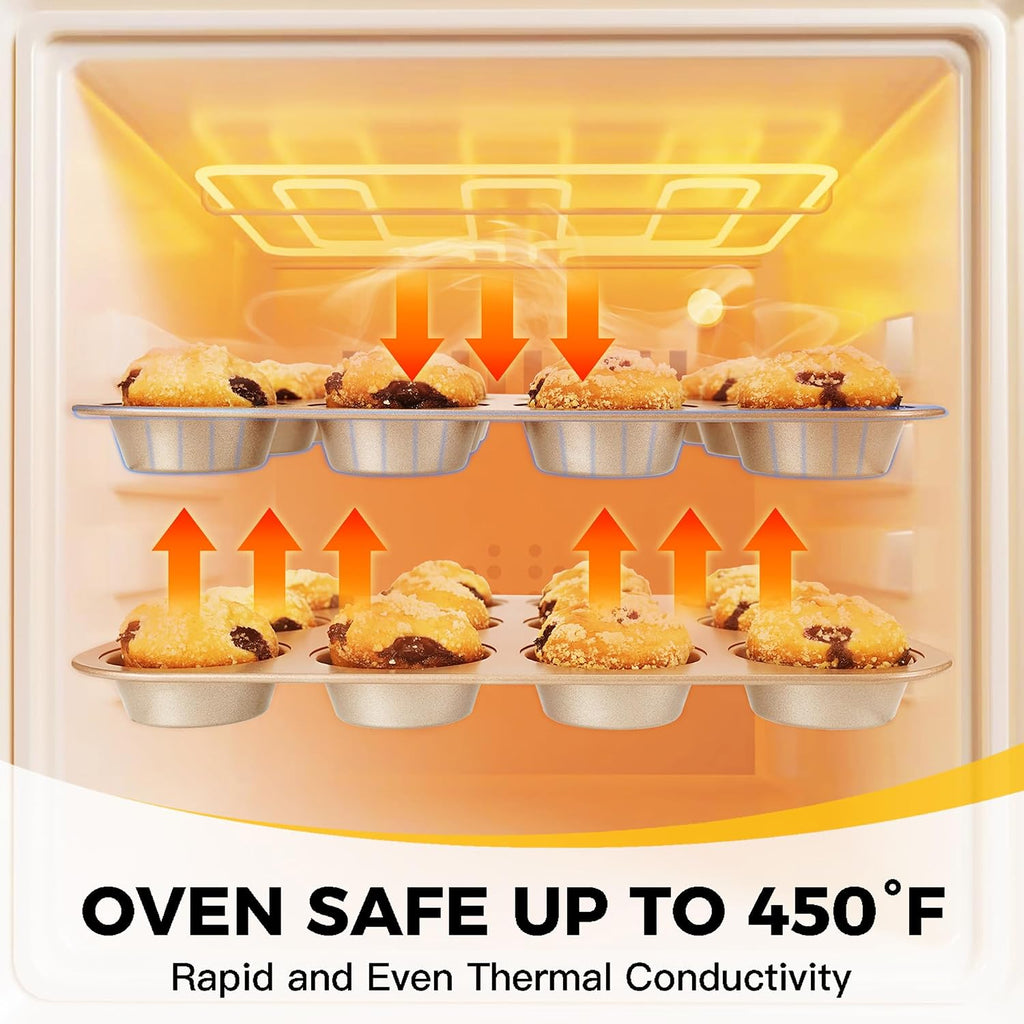 Bakeware Sets, Pans Set, Nonstick Oven Pan with Wider Grips, 10-Piece Including Rack, Cookie Sheet, Cake Pans, Loaf