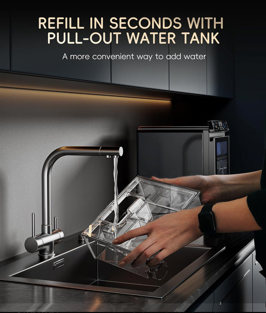 Nugget Ice Maker Countertop, Smart Pebble Ice Machine with APP Control, 44 lbs Per Day Soft Pellet Chewable Ice