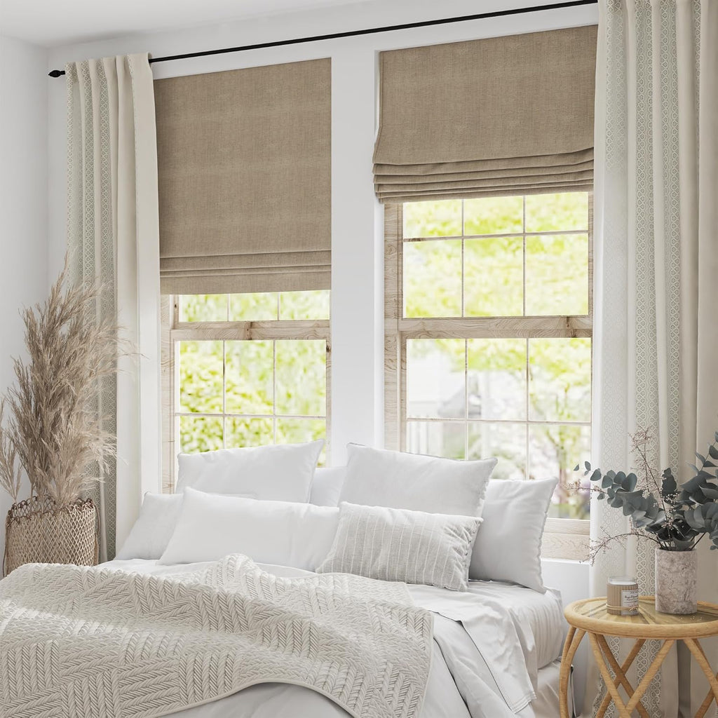 Motorized Roman Shades with Remote, Cordless Smart Blackout or Light Filtering Roman Blinds, Automatic Window Blinds