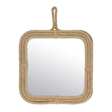Small Square Rope Mirror for Wall, Light Weight, Rustic Decoration, Tan