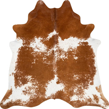 100% Genuine Brazilian Cowhide Rug - Brown and White - Luxury Cowskin Leather Area Rug Décor 7 x 6 feet