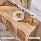 Modern Buffet Cabinet with Storage, 34" Tall Fluted Arched Sideboard Cabinet w/Adjustable Shelves