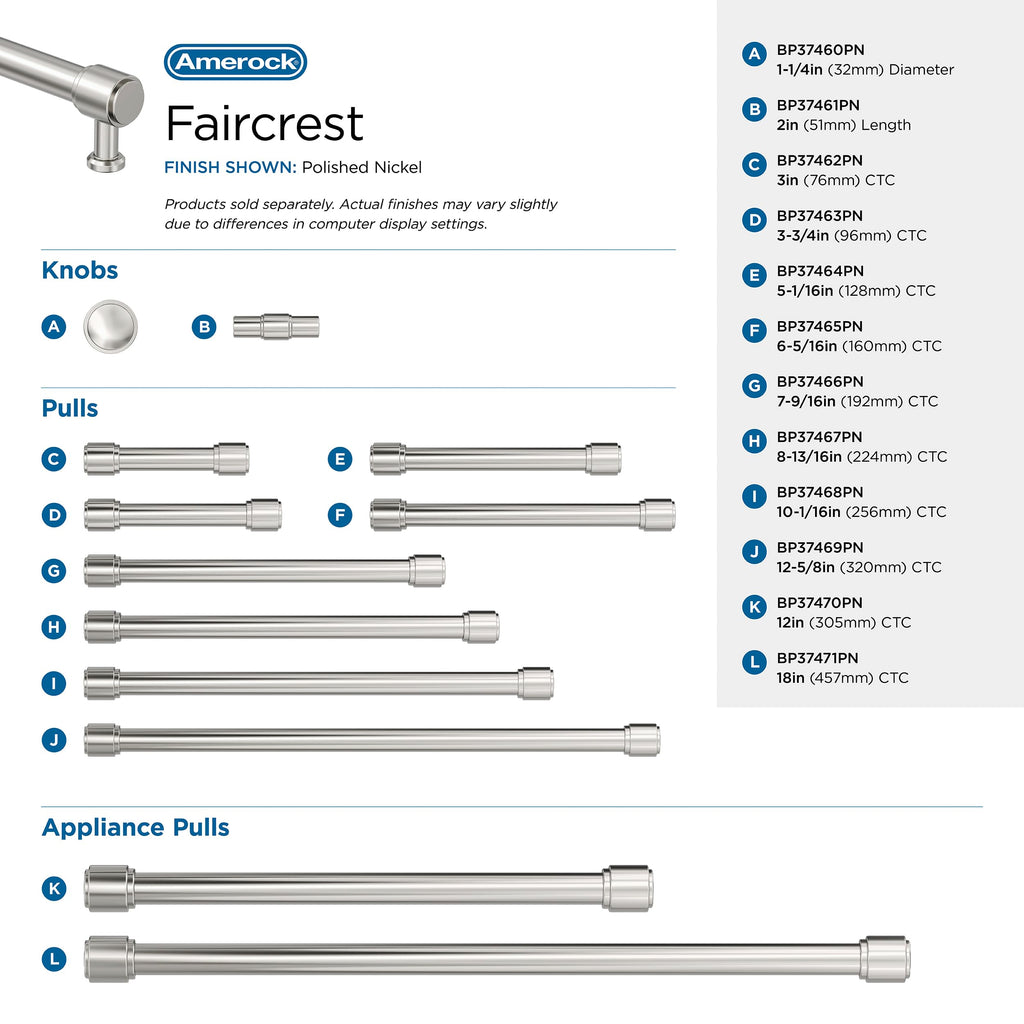 3-3/4" Faircrest Polished Nickel Drawer Pull