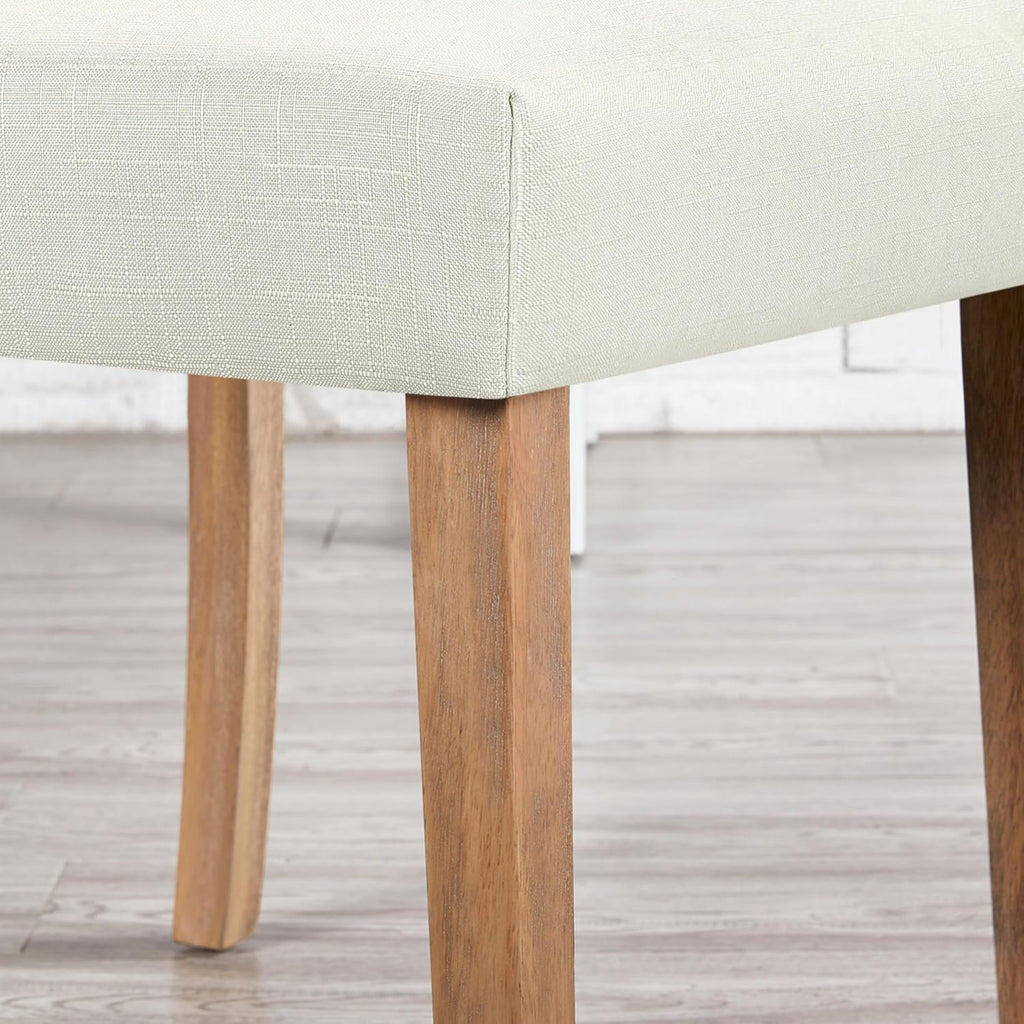 Dining Chairs Set of 2 Fabric Upholstered Dining Room Chairs with Button Tufted High Back and Solid Wood Legs