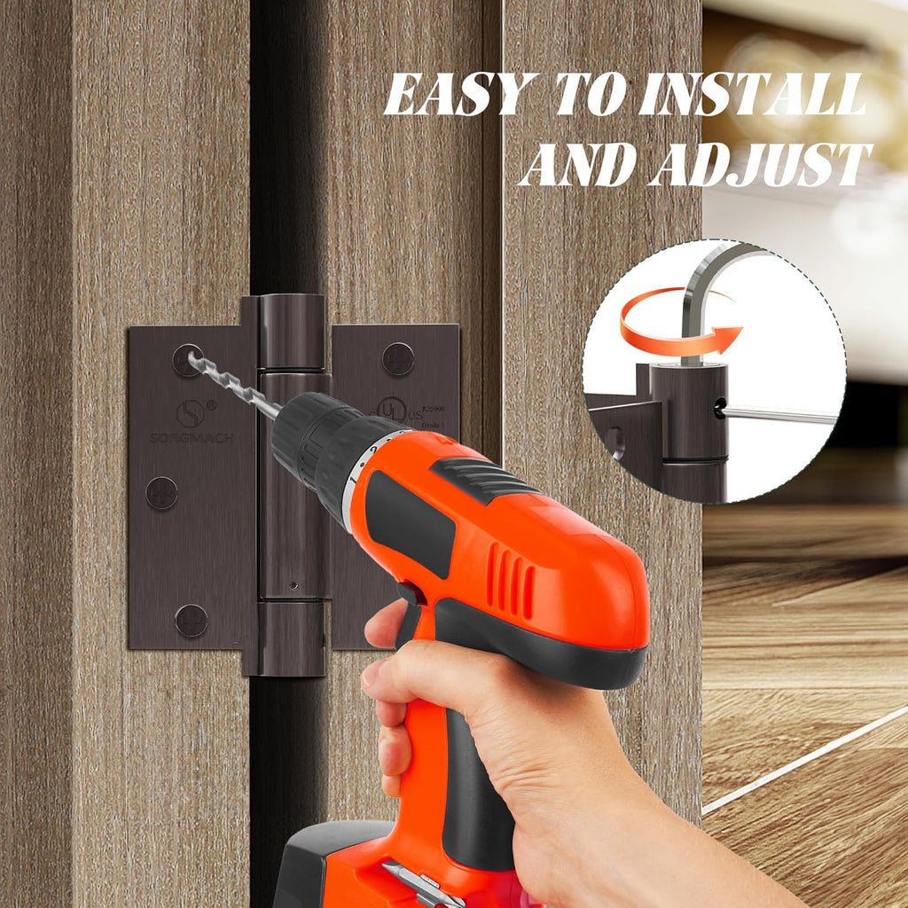 3 Pack Self Closing Door Hinges 3.5 inch Oil Rubbed Bronze Door Hinges Spring Loaded Auto Close Hinges Square Corners