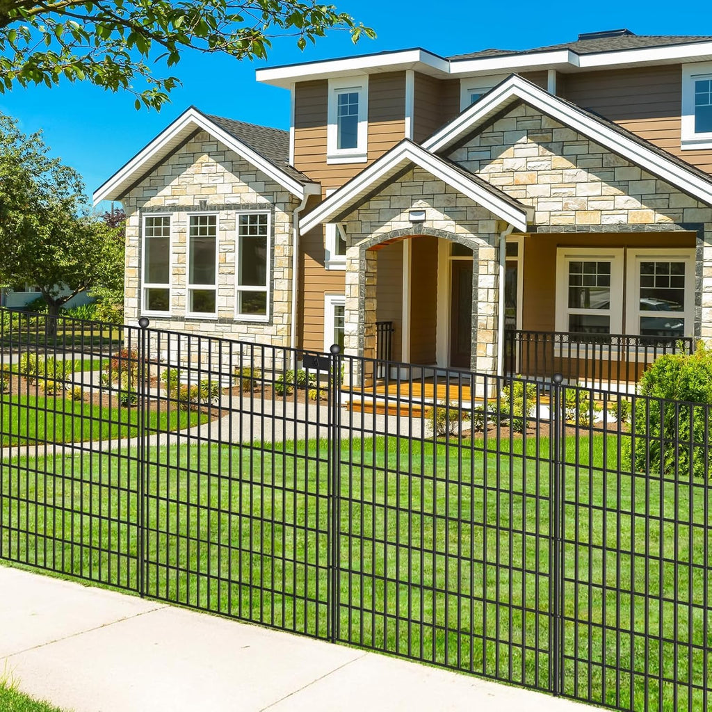 10 Panels No Dig Garden Fence with Gate, 40 in(H) X 24.2 ft(L) Metal Fence Panels, Thickened Rustproof Garden Fencing
