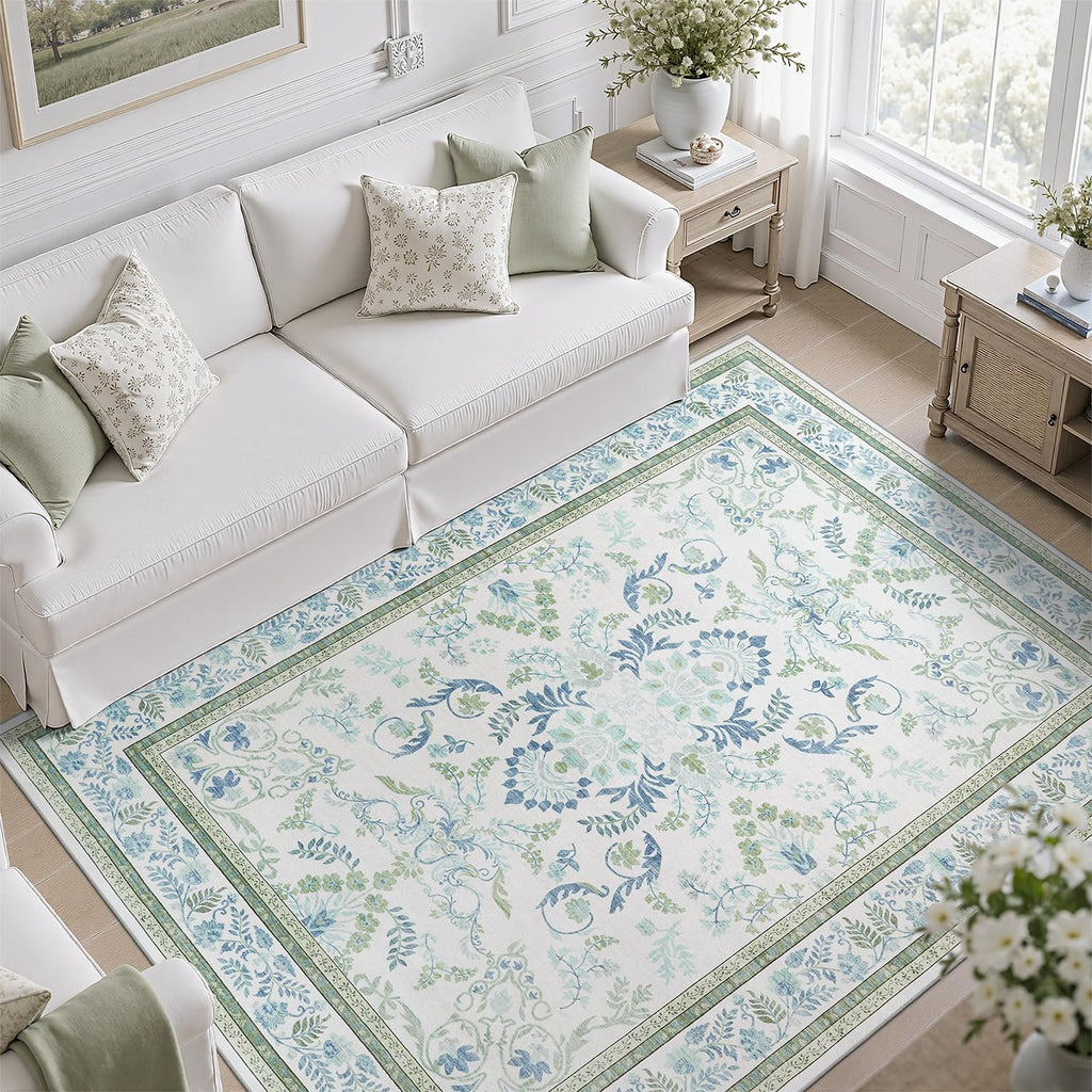 DCX Blue and Green Washable 8x10 Rug