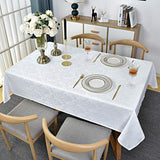 Rectangle Table Cloth - 60 x 102 Inch White Jacquard Tablecloths Damask Design Spillproof Wrinkle Re