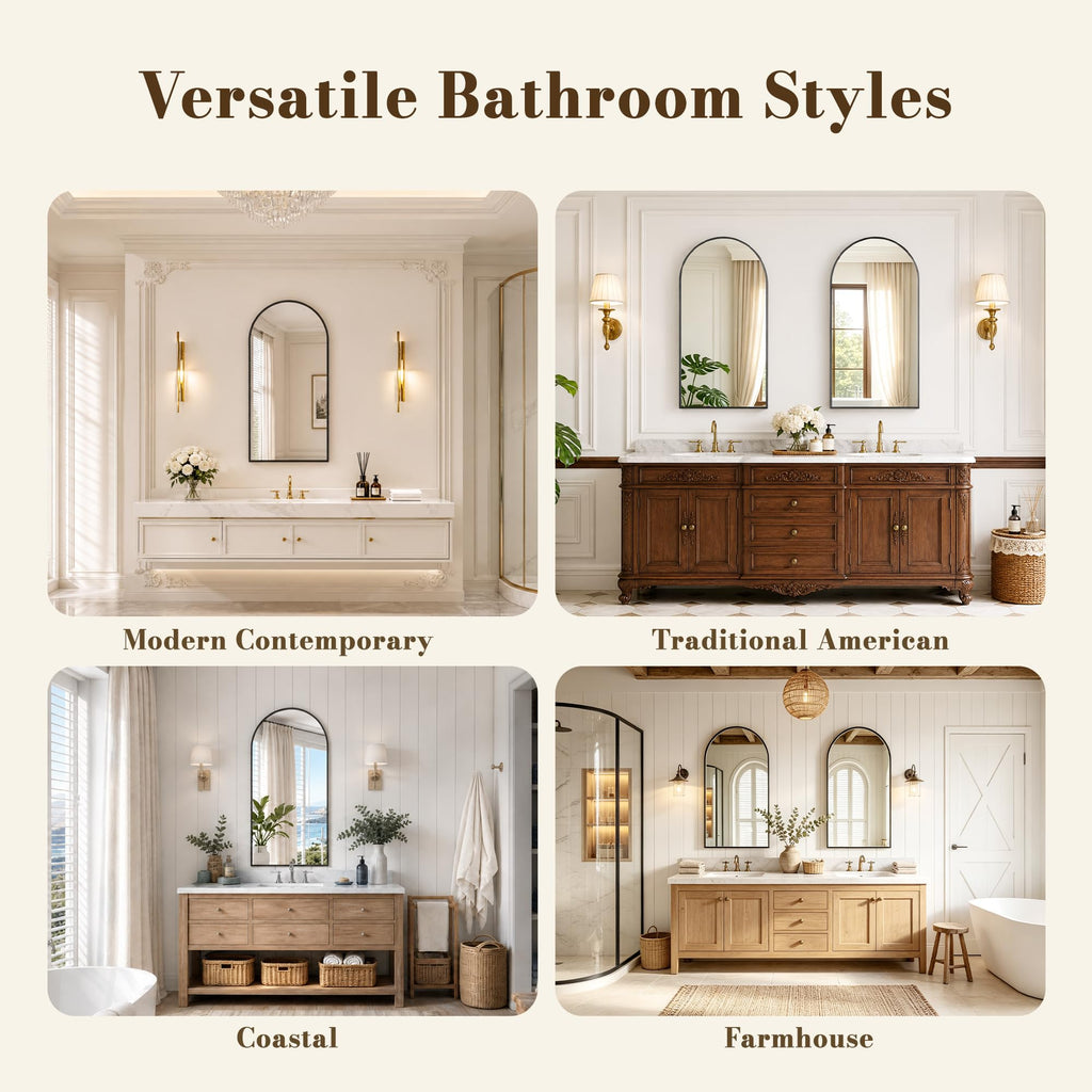 Mirrored Medicine Cabinets, Arched Mirror with Storage