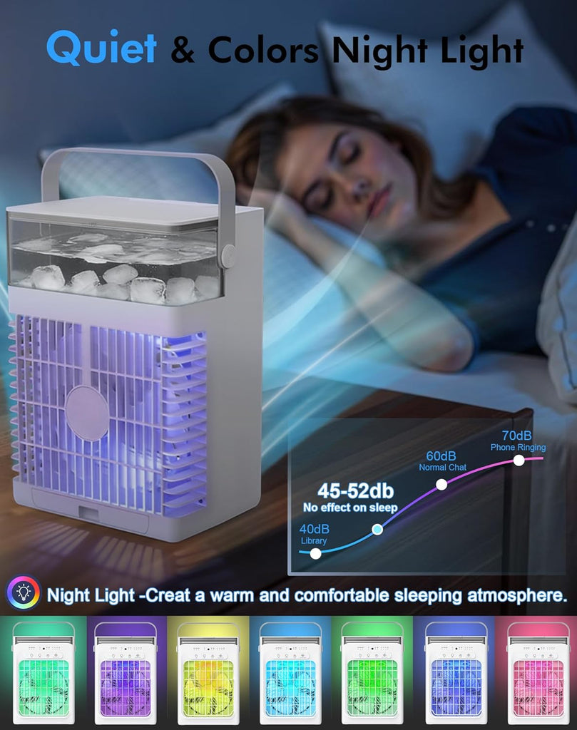 Portable Air Conditioners, Air Cooler Evaporative Personal Mini AC with Remoter, 4 Wind Speed, 2-4-6H Timer, 2 Modes