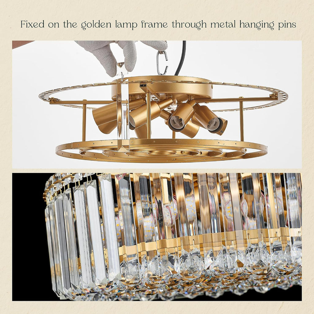 12.6" Gold K9 Crystal Raindrop Flush Mount Ceiling Light, Modern Chandelier, Round Luxury Light Fixture