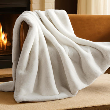 Faux Fur Throw Blanket - Ultra-Soft Luxurious - Cozy Warm Blanket, Chair, Bed - Fuzzy Fluffy Super Soft - Decorative