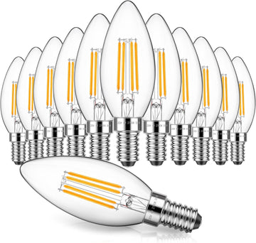 Dimmable E12 Candelabra LED Bulb 2700K Warm White 12-Pack