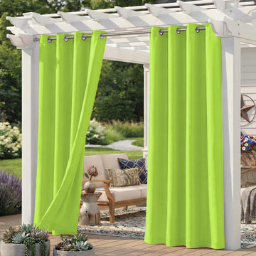 Set of 4 Outdoor Curtains Waterproof, Breathable Grommet Panels for Porch, Pergola & Gazebo, Light Filtering