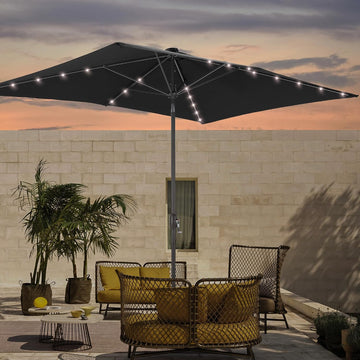Rectangle Patio Umbrella with Solar Lights